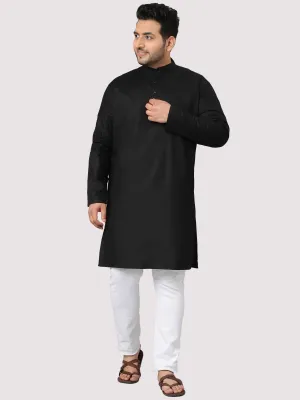 The Hailing Mystery Solid Black Kurta Men's Plus Size