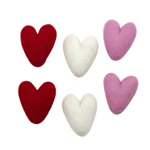 Valentine's Day Felt Folk Hearts- Red, Pink, White