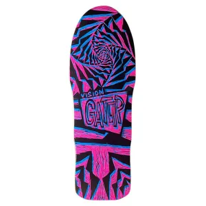 Vision 10.25"x 29.75"Gator II Woodcut Art by Sean Starwars Pink/Blue Stain Skateboard Deck