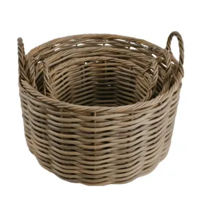 Woodlodge 44cm Medium Rattan Round Log Basket